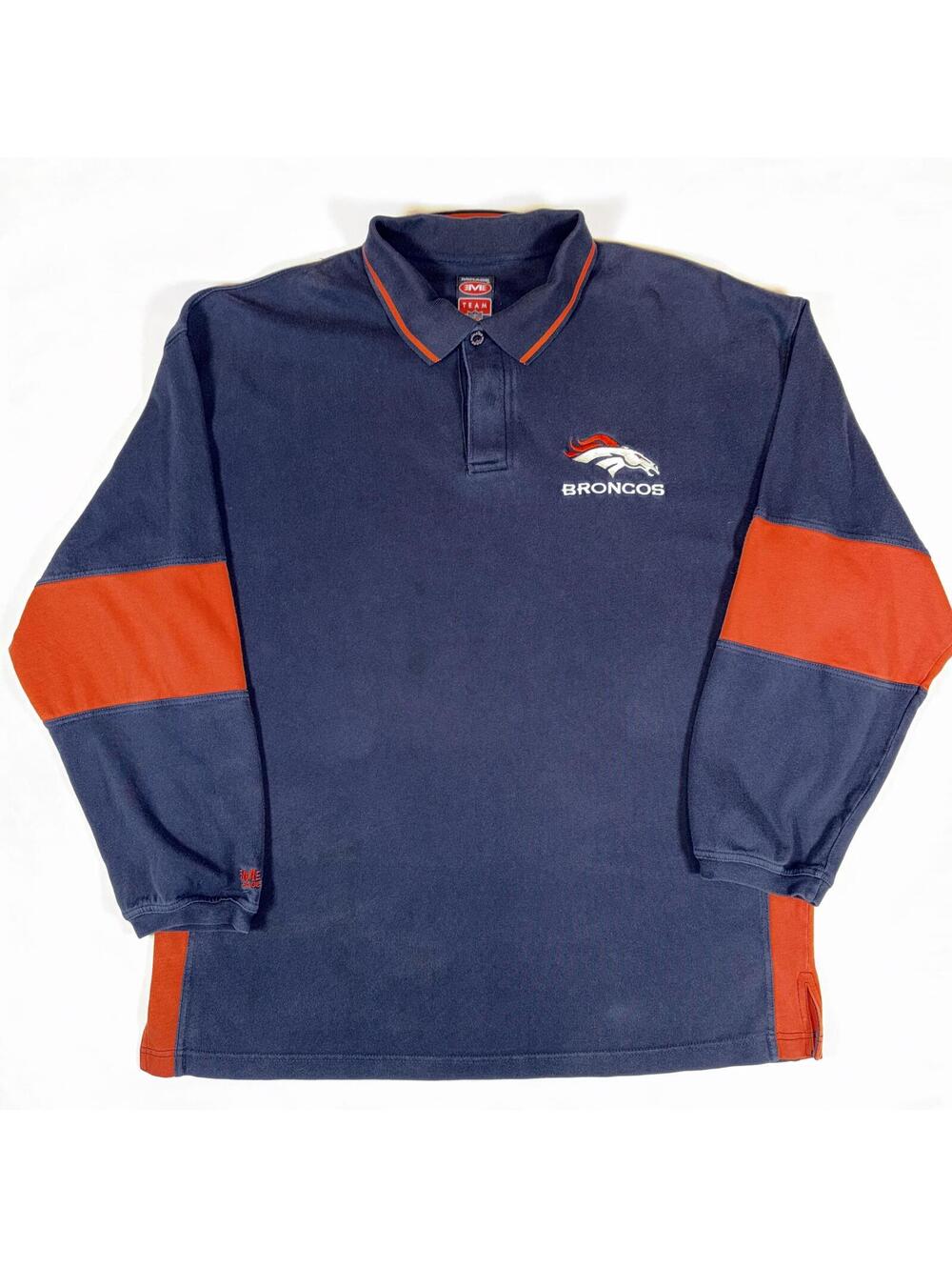 90s Denver Broncos Rugby Style Long Sleeve Polo - XL